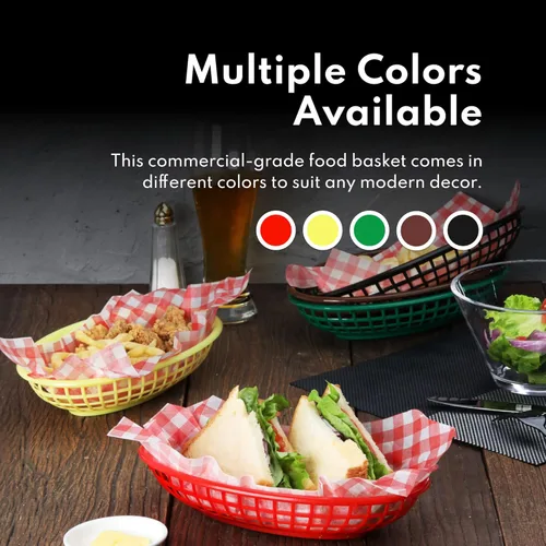 Vista 8 de New Star Foodservice Cestas de comida rápida, 10.5 x 7 pulgadas, juego de 36, rojo