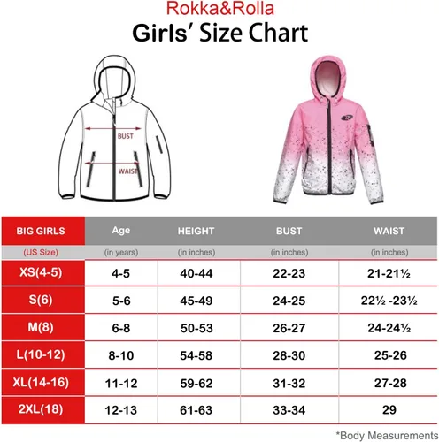 Vista 7 de Rokka&Rolla Chaqueta cortavientos ligera con capucha y cremallera para niñas