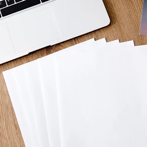 Vista 6 de Clabby 36 hojas de papel holográfico para pegatinas A4, láminas laminadas holográficas de vinilo, autoadhesivas, impermeables, transparentes, 11.7 x