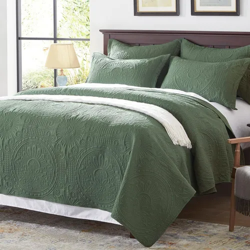 Vista 13 de Anluoer Juego de ropa de cama de tamaño individual, color naranja quemado en relieve, colchas ligeras de microfibra suave de verano, cubrecama