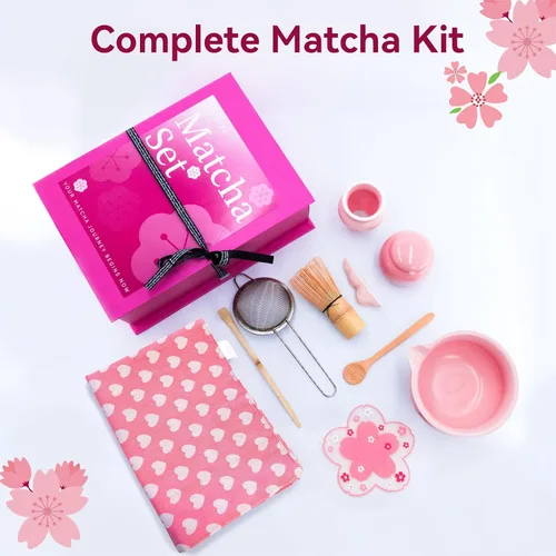 Vista 3 de Juego de 10 batidores de matcha, kit de fabricación de té matcha japonés con batidor de bambú, cuenco de cerámica, herramientas completas