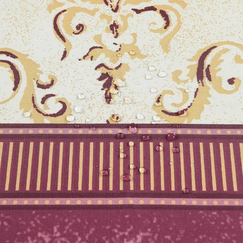 Vista 4 de Cortina de ducha larga de tela, cortinas de ducha de damasco bohemio con estampado de paisley en vino burdeos y oro amarillo, cortinas impermeables