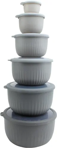 Vista 36 de COOK WITH COLOR - Juego de tazones de preparación profundos con tapas, para mezclar, de plástico, pequeños y apilables (color negro degradado)