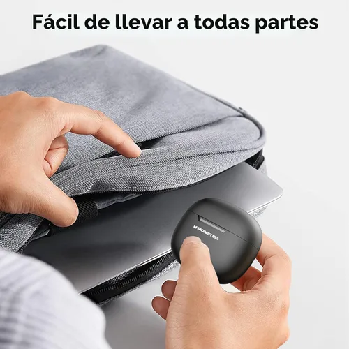 Vista 6 de Monster N-Lite 208 - Auriculares inalámbricos Bluetooth 5.4 con micrófono integrado, control táctil, auriculares Bluetooth con tiempo