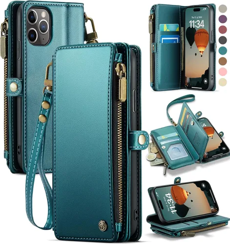 Vista 11 de Defencase Funda compatible con iPhone 11 Pro con tarjetero de bloqueo RFID para mujeres y hombres, de piel sintética suave, cierre magnético