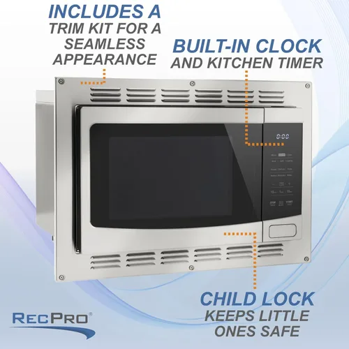 Vista 3 de RecPro Freidora de aire de cocina RV y microondas de convección con kit de moldura 1.0 pies cúbicos 120 V 6 modos de cocción (acero inoxidable)