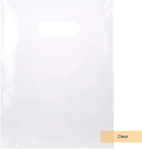 ClearBags 100 bolsas transparentes con asa de 9 x 12, extragruesas de 2.25 mil, bolsas de regalo de plástico para compras al por menor, resistentes