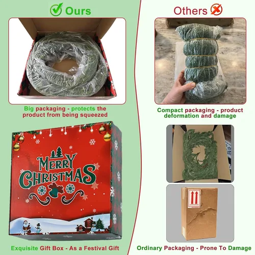 Vista 3 de Guirnalda de Navidad de 2,7 m para barandilla de escalera, flexible y de tacto real, artificial, de cedro y pino, verde, para Navidad, para repisa