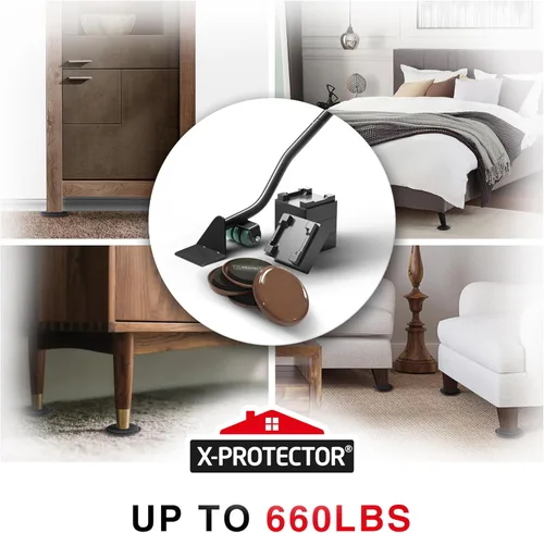 Vista 4 de X-Protector Deslizadores de Muebles para Alfombras y Juego de Herramientas Elevadoras de Muebles - 4 PIEZAS Deslizadores de 3 1/2" para Muebles
