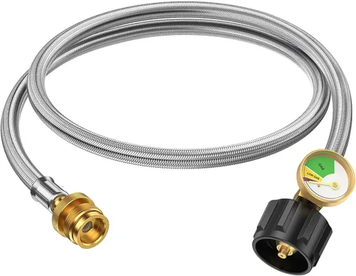 Manguera adaptadora de propano de 4 pies, convertidor de 1 lb a 20 lb con medidor para tanque QCC1 conecta un aparato portátil de 1 lb a tanque de