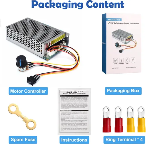 Vista 8 de Industrial Grade PWM DC Motor Speed Controller, DC 10V-50V / Rated 60A / Max 100A Industrial Grade DC Brush Motor Controller with Fuse & CW/CCW