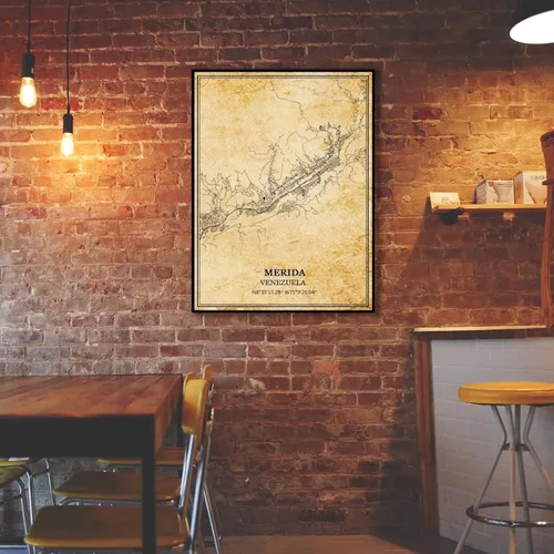 Vista 2 de TANOKCRS Mérida Venezuela - Póster de mapa vintage de Venezuela, arte de pared, diseño de mapa de carretera de la ciudad, regalo de recuerdo