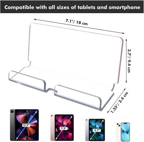 Vista 4 de Tablet Wall Mount Holder, With Convenient And Practical Design, 18x3.4x9.4cm, Mobile Device Bracket, Clear Desktop Mount, Acrylic Material, For