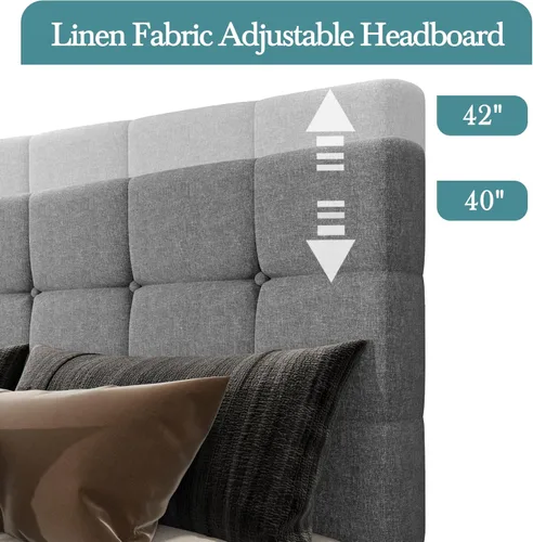 Vista 40 de HOOMIC Base de cama de almacenamiento de plataforma de tamaño matrimonial con 4 cajones y cabecera ajustable, listones de madera, no necesita
