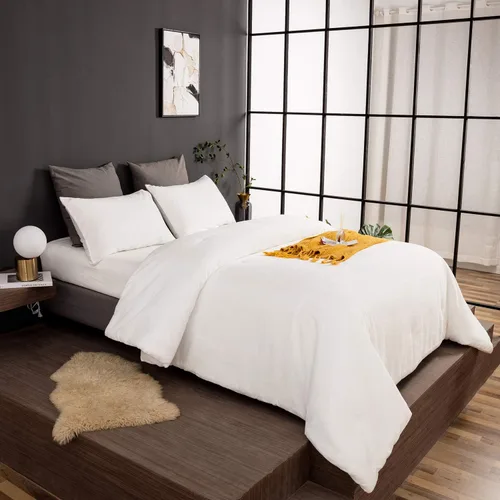 Vista 351 de CLOTHKNOW Juego de edredón de 3 piezas a cuadros color beige óxido, tamaño Full, juego de ropa de cama de cuadros edredón terracota con 2 fundas