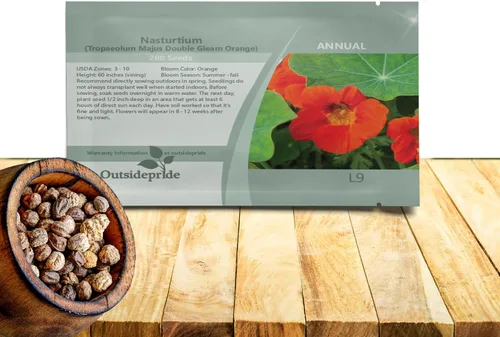 Outsidepride Semillas de capuchina naranja de doble brillo, 200 unidades, anuales, fáciles de cultivar y versátiles, semillas de flores para plantar