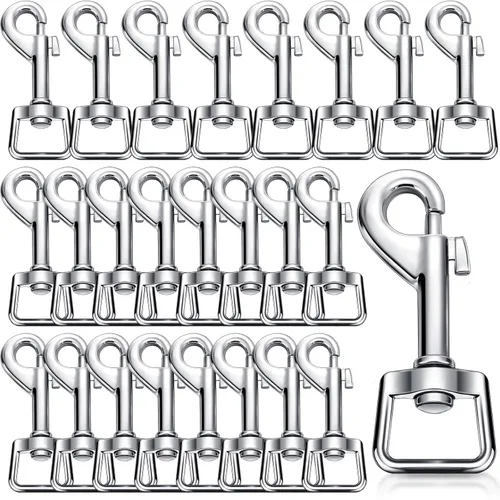 Vista 8 de Therwen 24 ganchos giratorios a presión para correa de perro, resistentes con hebilla tipo bandera de 2.76 pulgadas, ganchos de clip de un solo