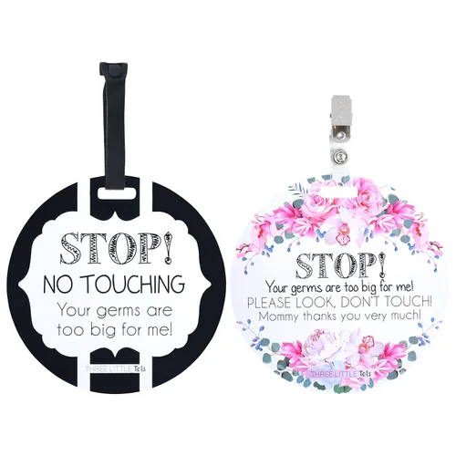 Vista 44 de Three Little Tots Paquete de dos señales de asiento de coche y cochecito de bebé en blanco y negro sin tocar - Seguridad probada por CPSIA