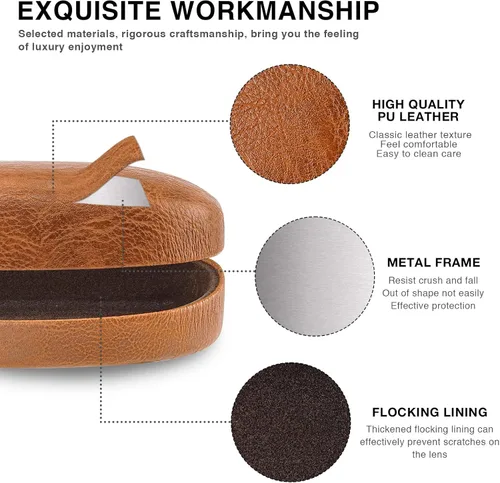 Vista 5 de molshine Estuche rígido para lentes de sol, funda clásica grande para lentes de sol, anteojos con paño de limpieza, bolsillo