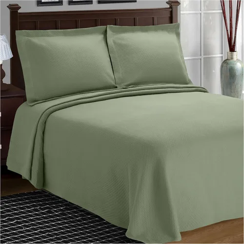 Vista 4 de Cubrecama doble Superior Diamond Solitaire de algodón de primera calidad Jacquard Matelassé con fundas de almohada a tono, color aguamarina