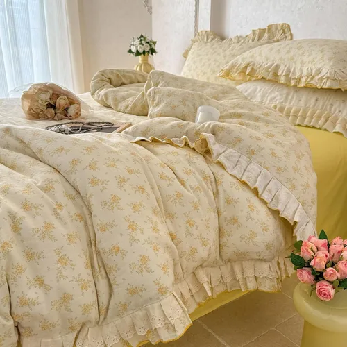 Vista 52 de VM VOUGEMARKET Juego de Funda de Consolador Romántica con Volantes Twin Estilo Princesa para Niñas Juego de Ropa de Cama de Flores Moradas