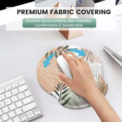 Vista 4 de iLeadon Alfombrilla de mouse con reposamuñecas, reposamuñecas para teclado + alfombrilla ergonómica para mouse + posavasos, alfombrilla de mouse