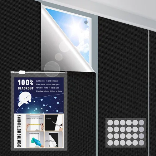 Cortinas 100% opacas para dormitorio, de 39 x 57 pulgadas, cortinas opacas portátiles, sin taladro, cortinas opacas con bloqueo solar, cortinas