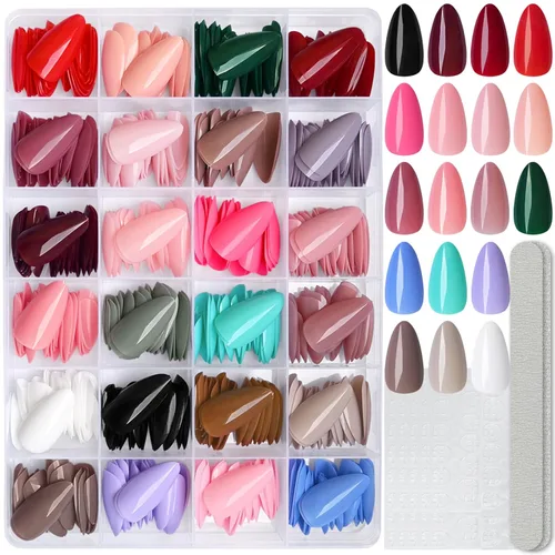 Vista 10 de LoveOurHome 576 piezas Uñas a presión en forma de ataúd, uñas postizas cortas, uñas de bailarina, de cobertura completa, artificiales, acrílicas