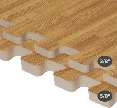Vista 16 de Azulejos de espuma estampada de 3/8 de pulgada de grosor Forest Floor, tapetes de espuma de grano de madera entrelazados de primera calidad, piso