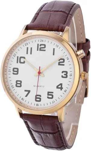 Relojes parlantes para personas mayores, unisex, hombres y mujeres, sonido fuerte para personas con discapacidad visual, correa de reloj de cuero
