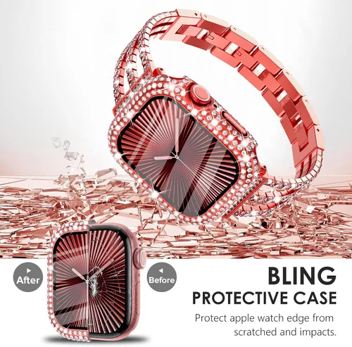 Vista 269 de Surace Bling - Carcasa con protector de pantalla para Apple Watch Series 3, 2, 1 de 1.496 pulgadas