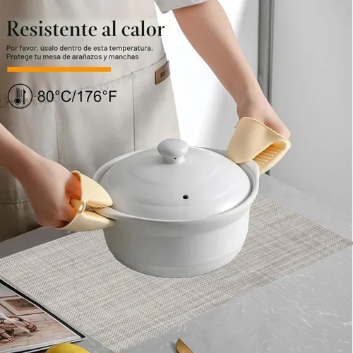 Vista 4 de CADONO Juego de 4 manteles individuales de vinilo lavables para interiores y exteriores, para mesa de comedor, duraderos, antideslizantes