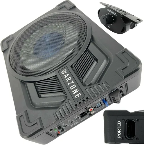 Vista 3 de Gravity Warzone WZ100ST 10" Pro Audio Active Compact Under Seat Slim Aluminio 1000 Watts 4 Ohm Subwoofer Potente altavoz con perilla de control