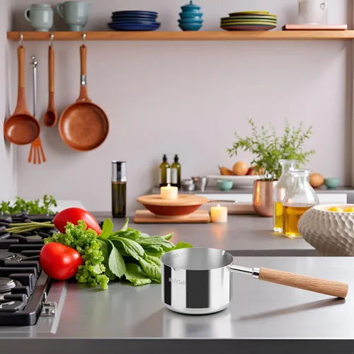 Vista 7 de Cacerola de acero inoxidable de 6.8 fl oz, olla portátil de mantequilla de leche, olla calentadora de mantequilla de leche de acero inoxidable 304