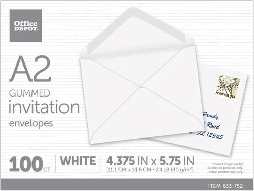 Vista 5 de Office Depot Sobres de invitación, 4 3/8 pulgadas x 5 3/4 pulgadas, blanco, paquete de 100, 12033