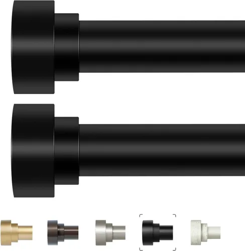 Vista 12 de HEI! DEAR Barras de cortina blancas para ventanas de 28 a 48 pulgadas (2.3-4 pies), barras de cortina resistentes de 1 pulgada, barra de cortinas