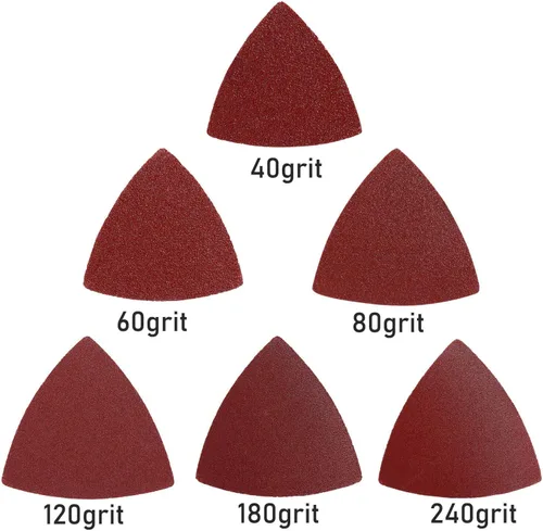 Vista 8 de Almohadillas de lijado multiherramienta oscilante triangular, 60 piezas de papel de lija oscilante de 3-1/8 pulgadas para almohadillas de lijado