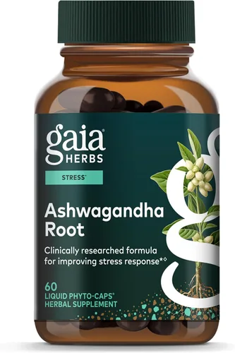 Gaia Herbs Raíz de Ashwagandha - Suplemento para aliviar el estrés y apoyar el sueño - Apoya niveles de energía equilibrados y perspectiva positiva*