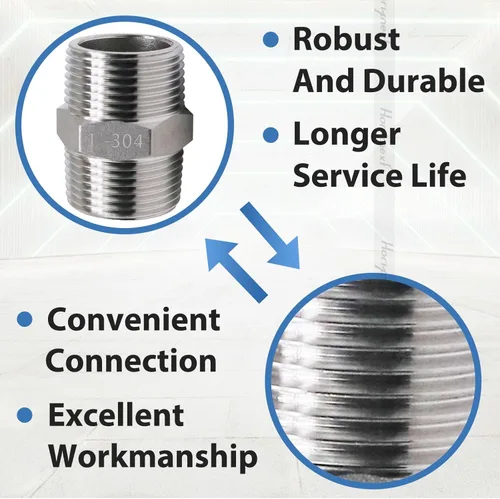 Vista 3 de NPT 1 pezón inoxidable, 304 SS Hex NPT, adaptador de tubería macho NPT para línea de gas, compresor de aire, tubería de agua, válvula o extensión