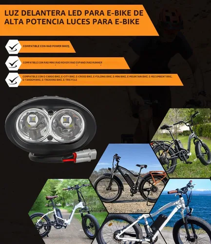 Vista 2 de E-Bike LED Headlight for Rad Power Bikes Mini Rover Expand Runner