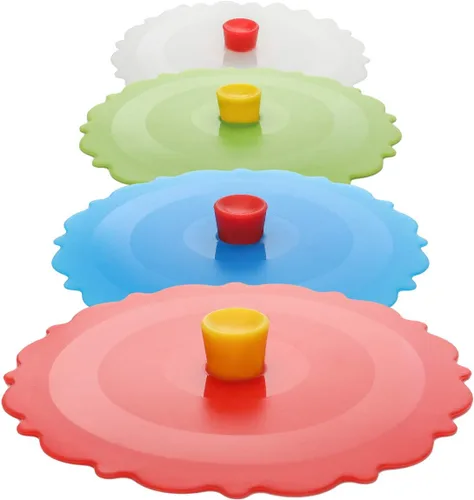 Vista 12 de Cubiertas de Tazas de Silicona (Juego de 3), Tapas de Silicona Multicolor para Tazas, Tazas, Teteras, Cubiertas Flexibles para Tazas, Tapas de Tazas
