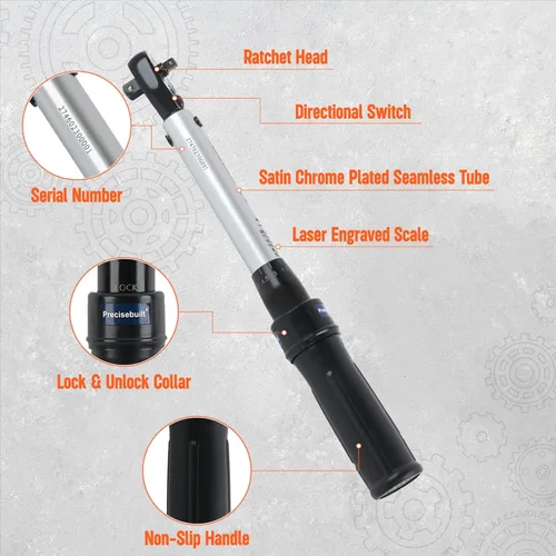 Vista 5 de Llave dinamométrica Click Tech de 1/4" x 3/8" de 35-200 in-lb