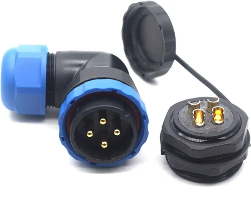 Vista 2 de SD28 2 pines ~ 26 pines codo con brida impermeable IP68 1.102 in Panel Mount Circular Aviación Cable Conector