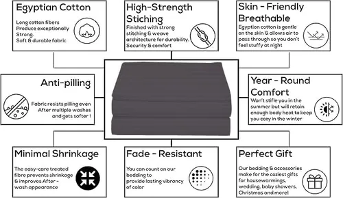Vista 116 de Sábana encimera suave de lujo de 800 hilos, 100% algodón egipcio, 1 pieza, tamaño Queen (92 x 102 pulgadas), color negro liso
