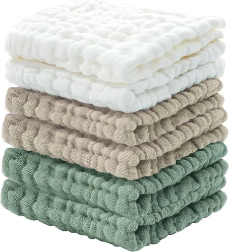 Vista 11 de Cuddle Campus Toallitas para Bebé 6 Paquetes, Toallitas de Muselina para Bebé, Paños de Algodón para Eructos, Toallitas Extra Absorbentes y Suaves