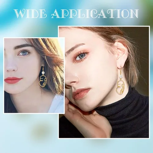 Vista 5 de SUNNYCLUE 1 caja de 30 dijes de cara humana con bisel de espalda abierta, dijes abstractos dorados en blanco con marco de resina hueca de doble