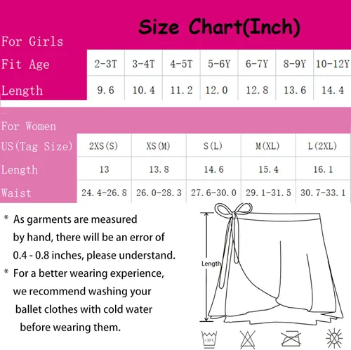 Vista 7 de Domusgo Girls Women Ballet Skirts Adjustable Wrap Chiffon Dancewear for Competition Party Celebration Pink Black