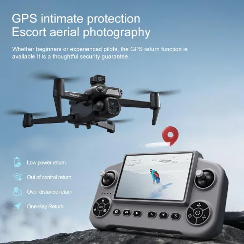 Vista 3 de V918 - Dron GPS con cámara 8K para adultos, drones RC con pantalla HD de 5 pulgadas, tiempo de vuelo de 90 minutos, rango de control largo de 3 KM