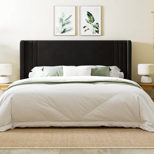 Vista 19 de Allewie Marco de Cama de Plataforma de Terciopelo Tamaño Completo con Cabecera Acolchada Vertical con Respaldo Alto, Fácil Montaje, Almacenamiento