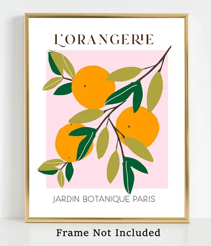 Vista 3 de WESTBROOK DESIGN STUDIO Impresión artística abstracta de frutas No.10 naranjas. Decoración moderna de pared de cocina sin marco. Tonos de naranja